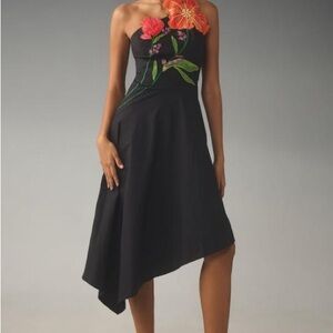 Yukiko Noritake Anthropologie Black Asymmetrical Halter Cocktail Dress